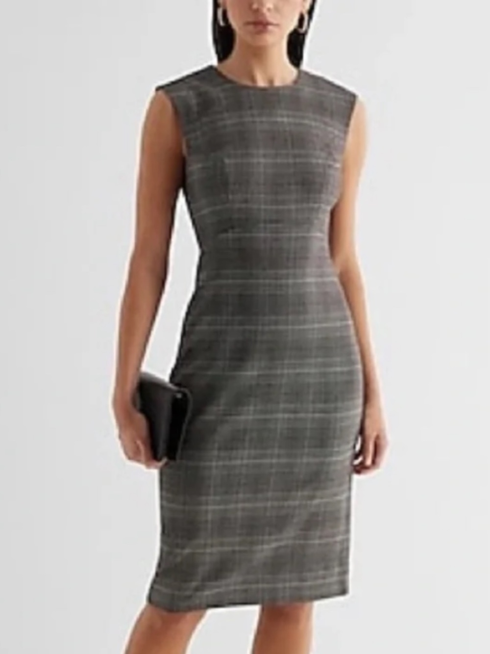 Express Plaid Crew Neck Cap Sleeve Midi Sheath Dress sz XL